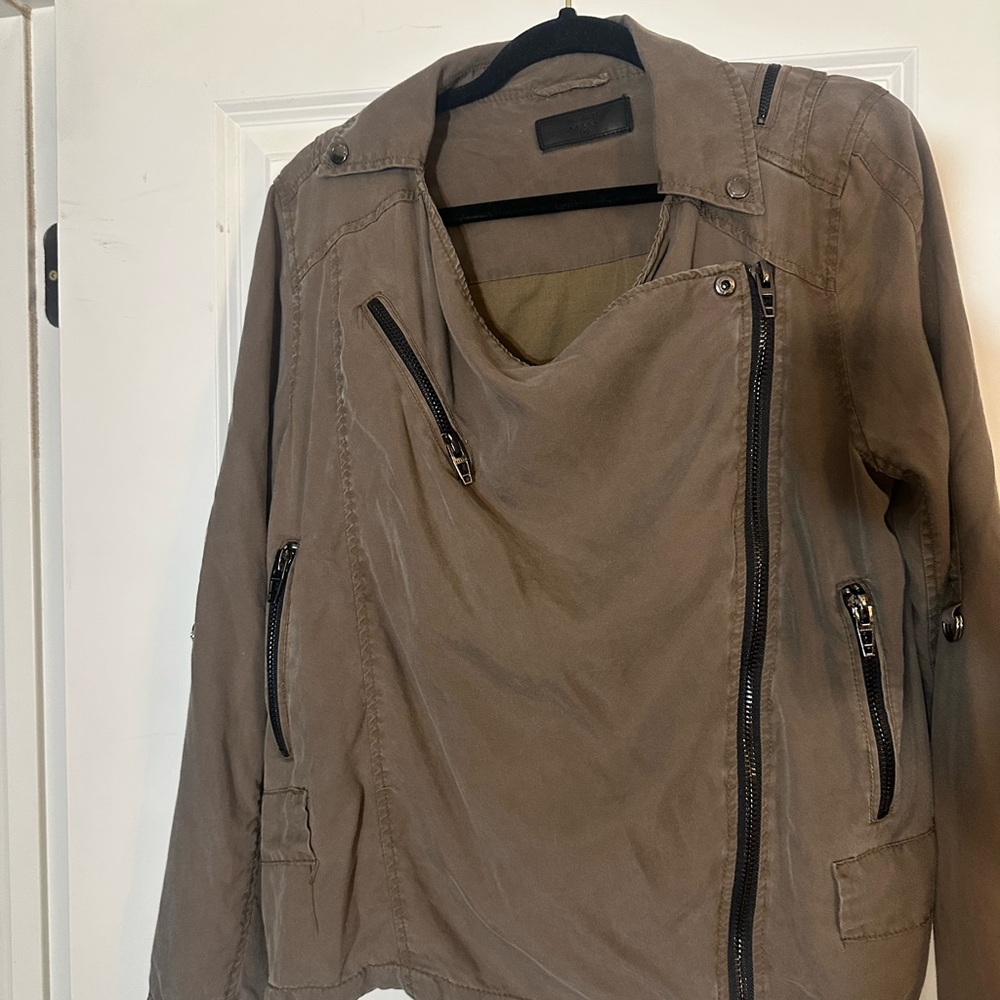 Blank NYC Tan Utility Jacket Asymmetrical Design